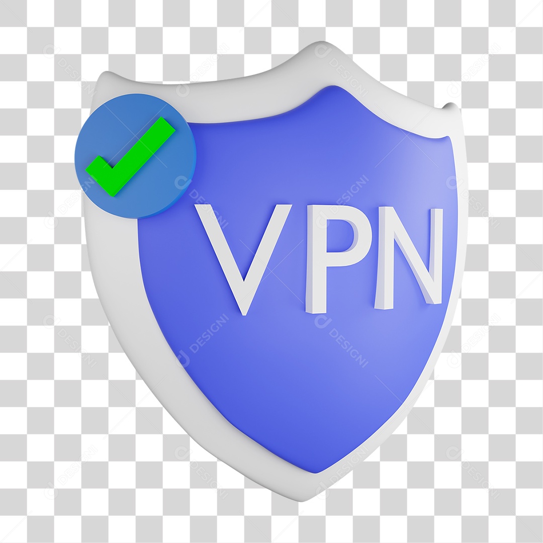 Ícone 3D VPN Escudo Rede Virtual Para Composição PNG Transparente