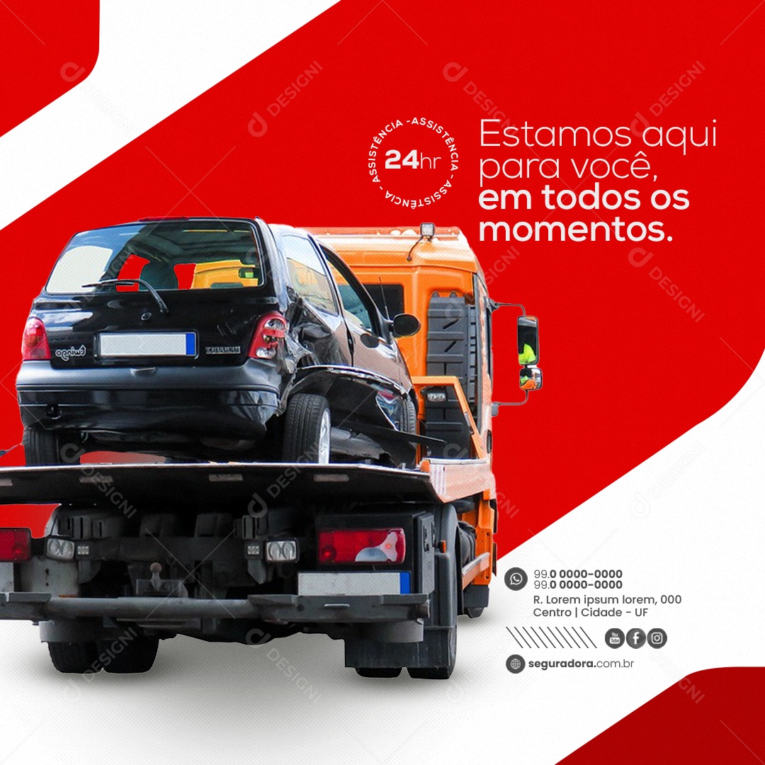 Seguradora Estamos Aqui para Você em Todos os Momentos Social Media PSD Editável
