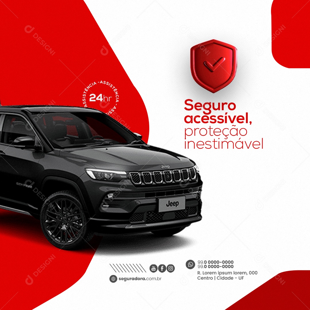 Seguradora Seguro Acessível Proteção Inestimável Social Media PSD Editável