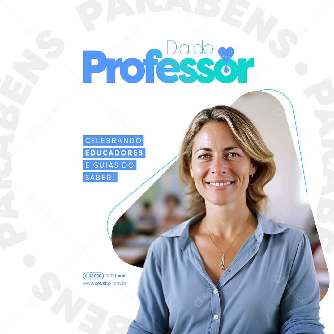 Dia Do Professor 15 de Outubro Celebrando Educadores e Guias do Saber Social Media PSD Editável