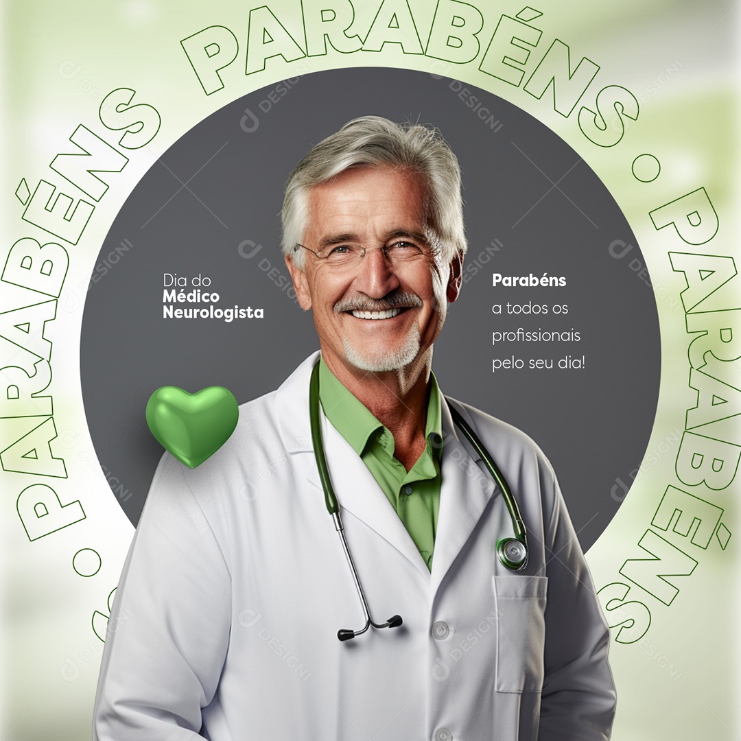 Dia do Médico Neurologista 15 de Outubro Parabéns  Social Media PSD Editável