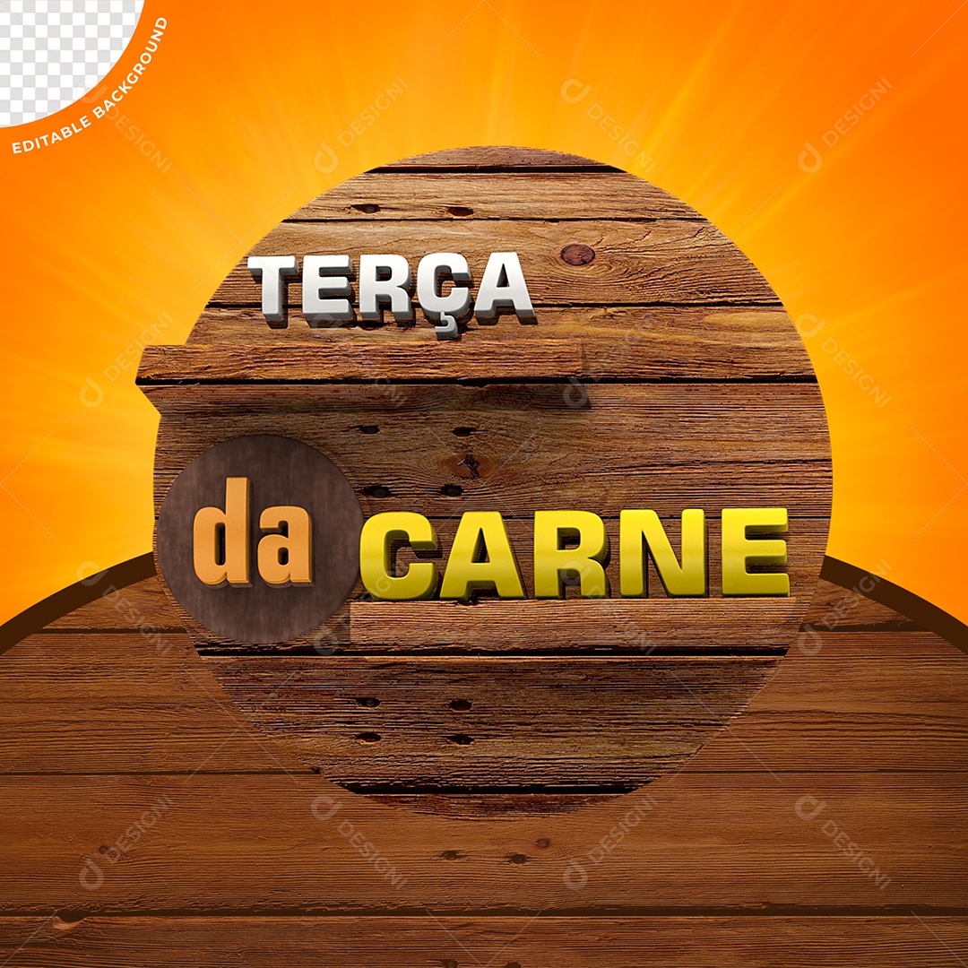 Selo 3D Terça Da Carne Para Composição PSD