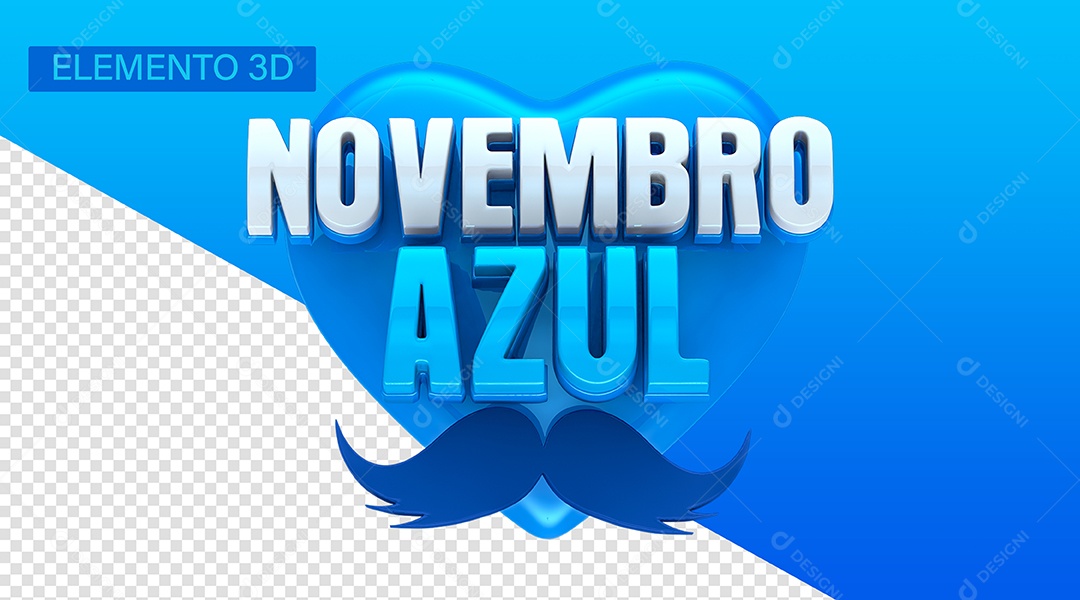 Elemento 3D Novembro Azul Para Composição PSD