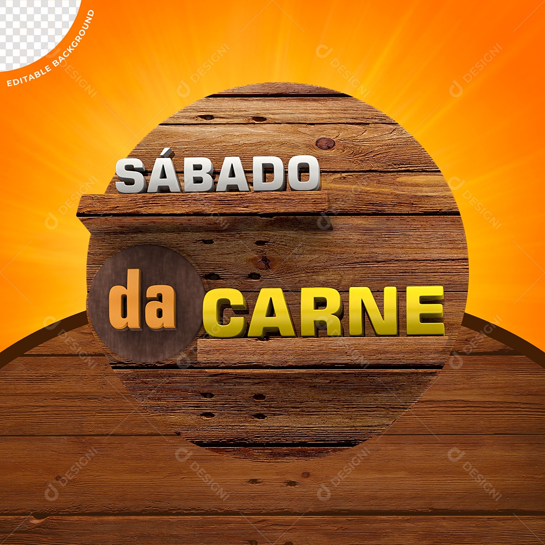 Selo 3D Sábado Da Carne Para Composição PSD