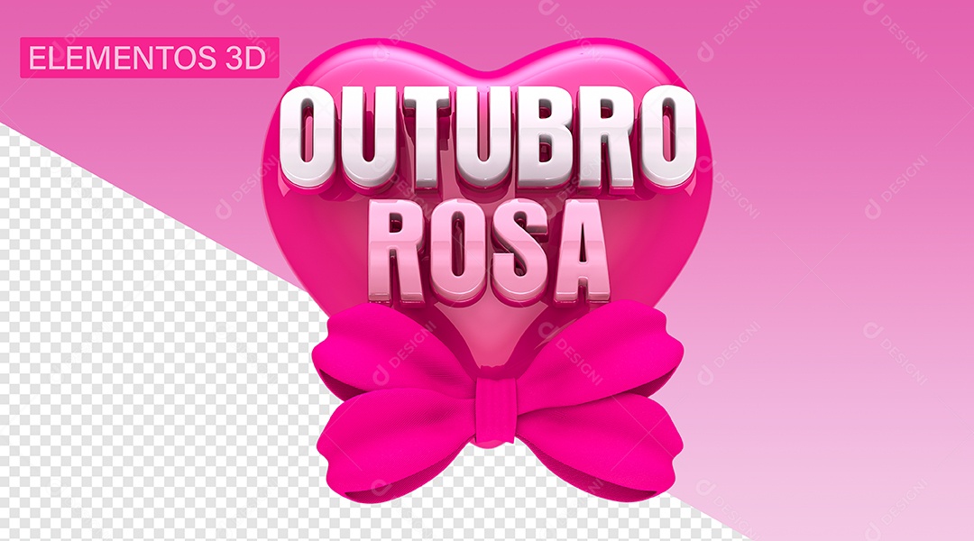 Elemento 3D Outubro Rosa Para Composição PSD
