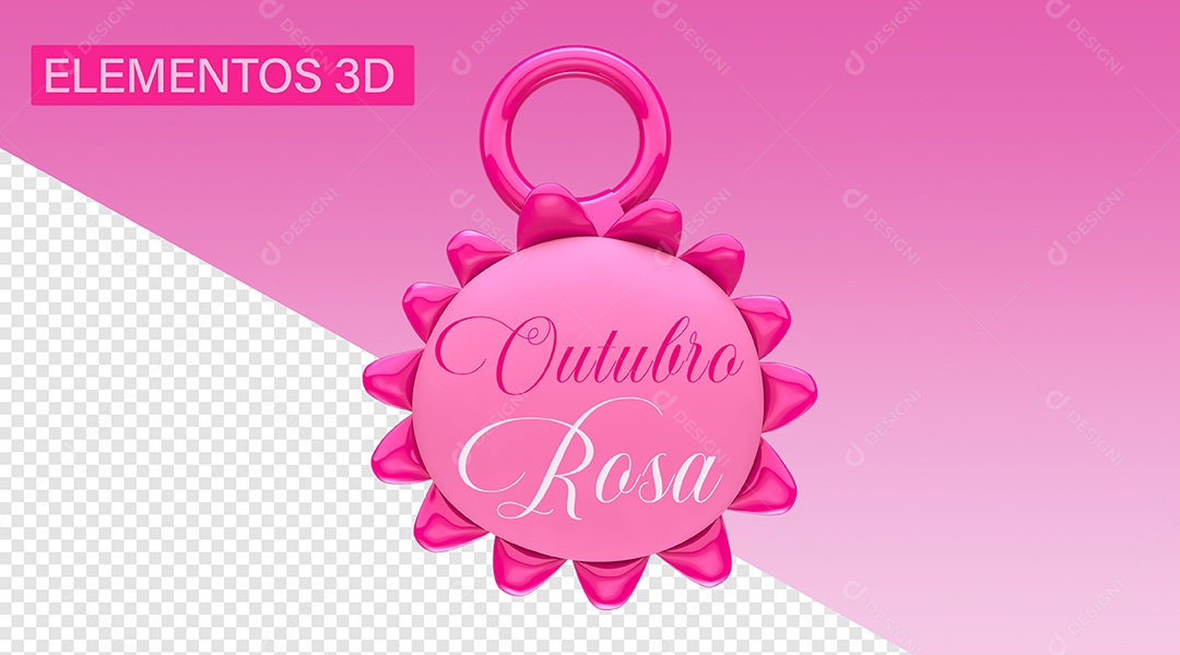 Outubro Rosa Elemento 3D Para Composição PSD