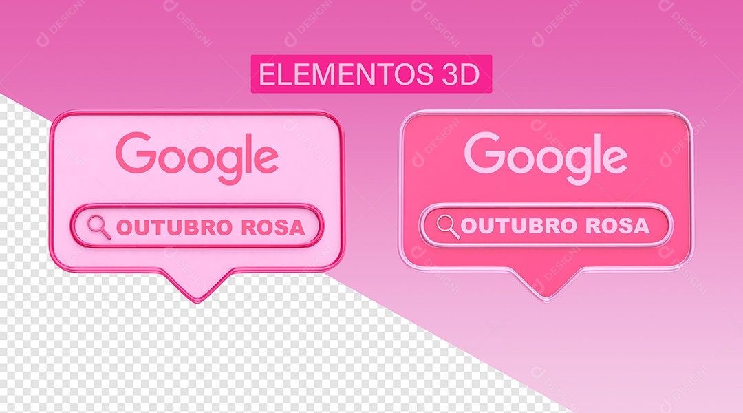 Elemento 3D Google Outubro Rosa Para Composição PSD