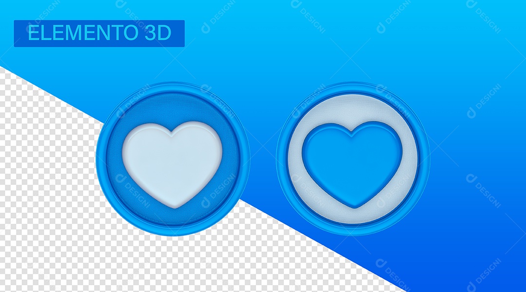 Like Azul Curtida Elemento 3D Para Composição PSD