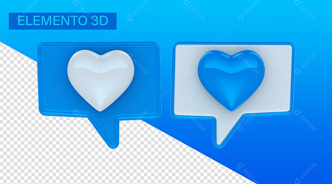 Elemento 3D Like Azul Para Composição PSD