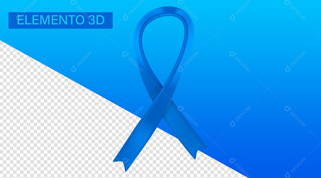 Fita Azul Novembro Azul Elemento 3D Para Composição PSD