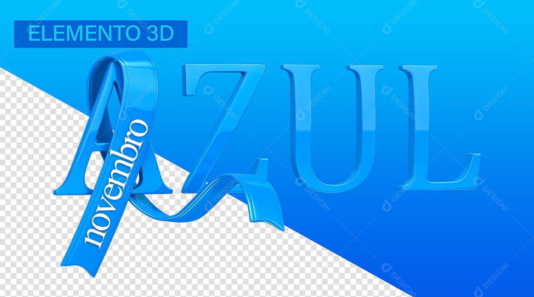Elemento 3D Novembro Azul Para Composição PSD