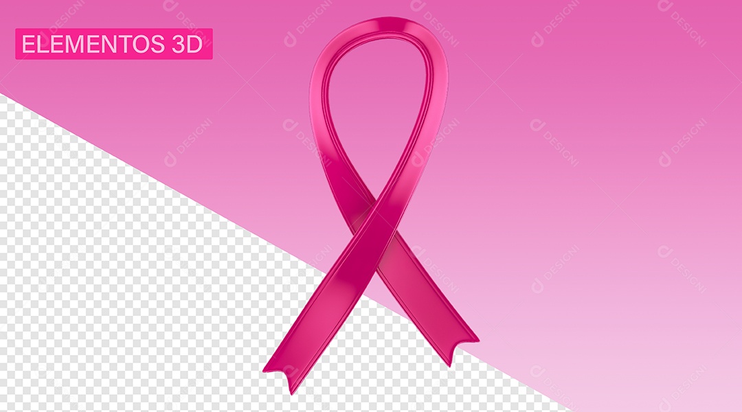 Fita Rosa Outubro Rosa Elemento 3D Para Composição PSD