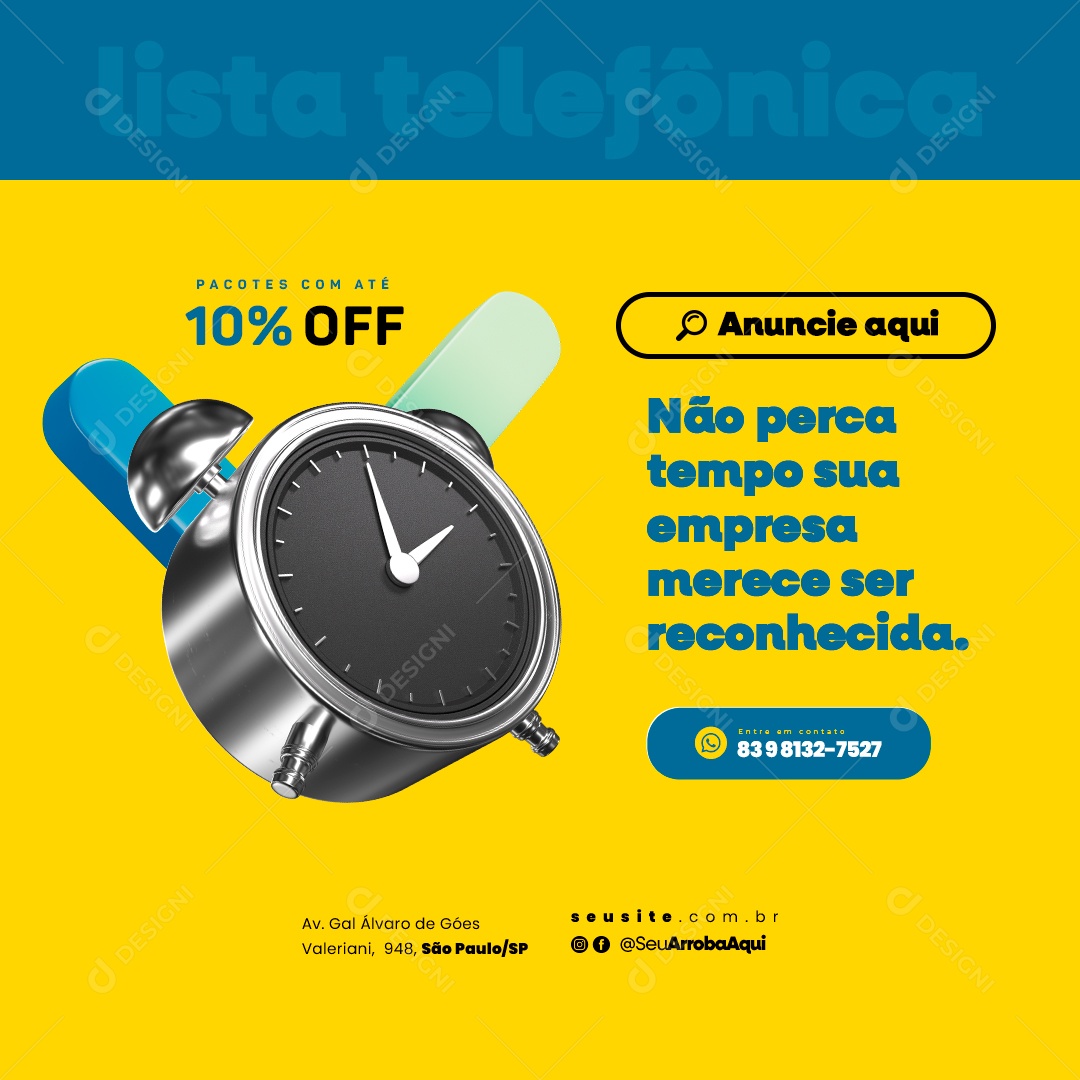 Lista Telefônica Pacotes com Até 10% Off Não perca Tempo sua Empresa Merece ser Reconhecida Social Media PSD Editável