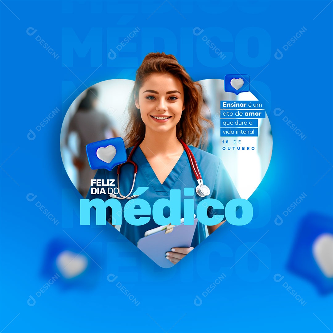 Happy Doctor's Day October 18th Editable Social Media PSD
