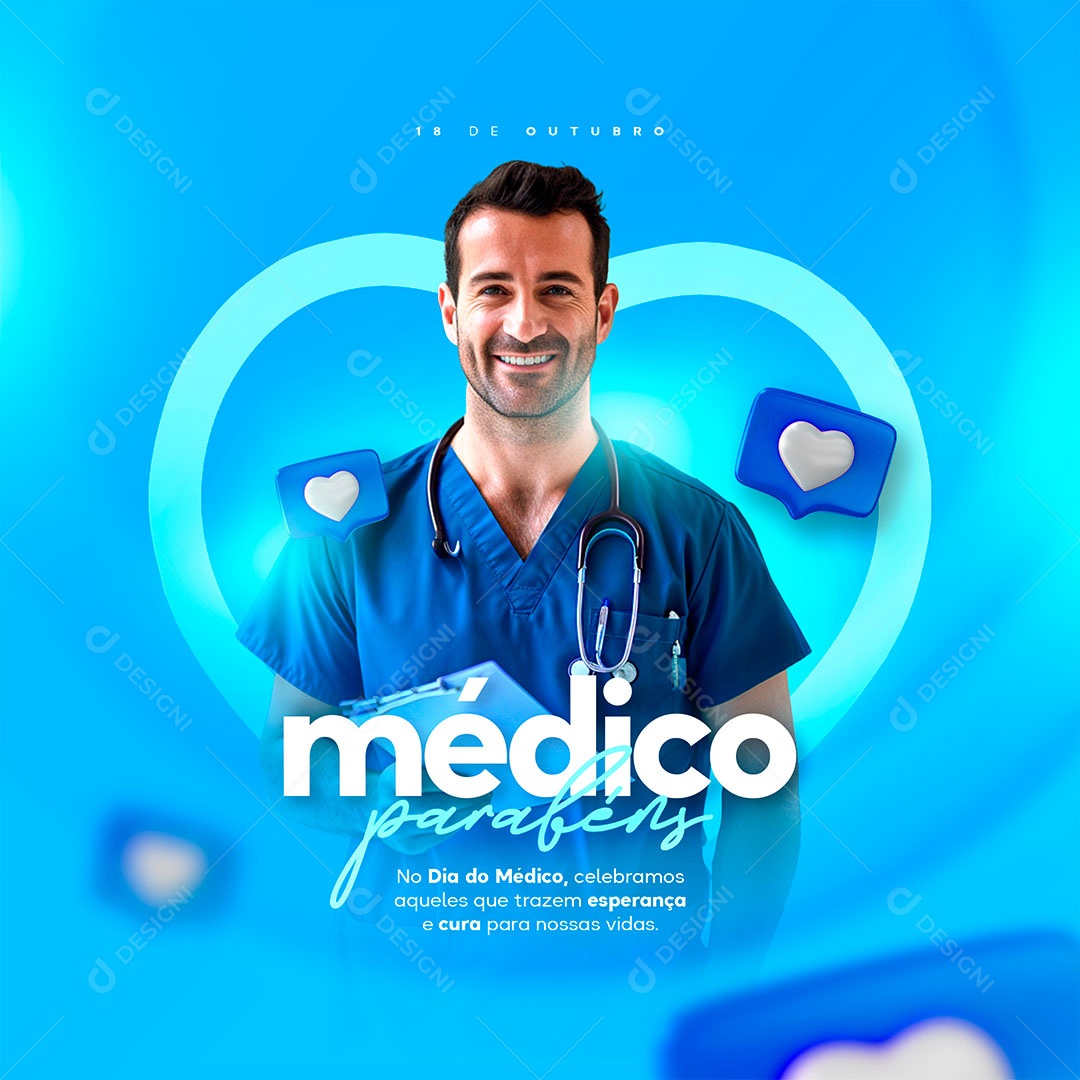 Social Media Dia Do Médico 18 De Outubro PSD Editável