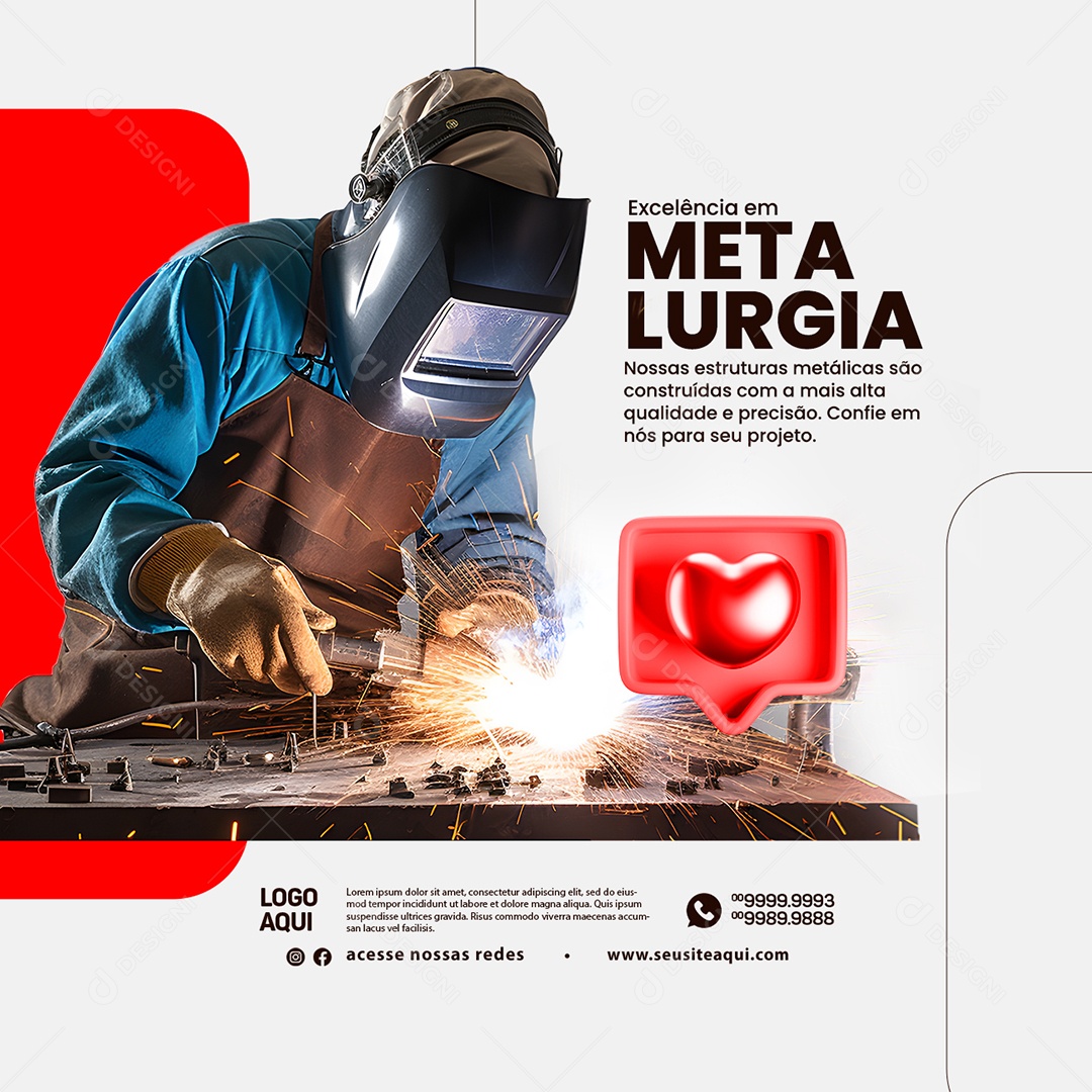 Materiais de Construção Calhas e Rufos Excelência em Metalurgia Social Media PSD Editável