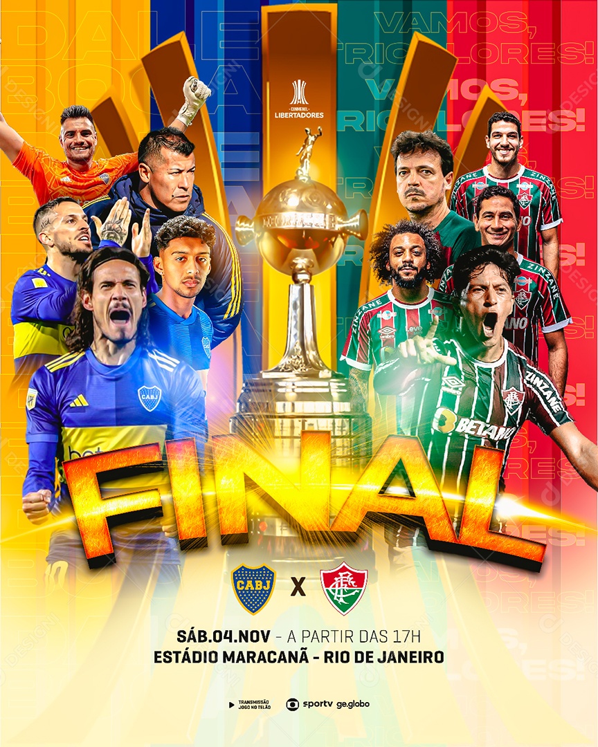 Social Media Flyer Futebol Final Fluminense X Boca Juniors PSD Editável