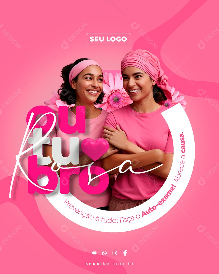 Outubro Rosa Prevenção é Tudo Social Media PSD Editável