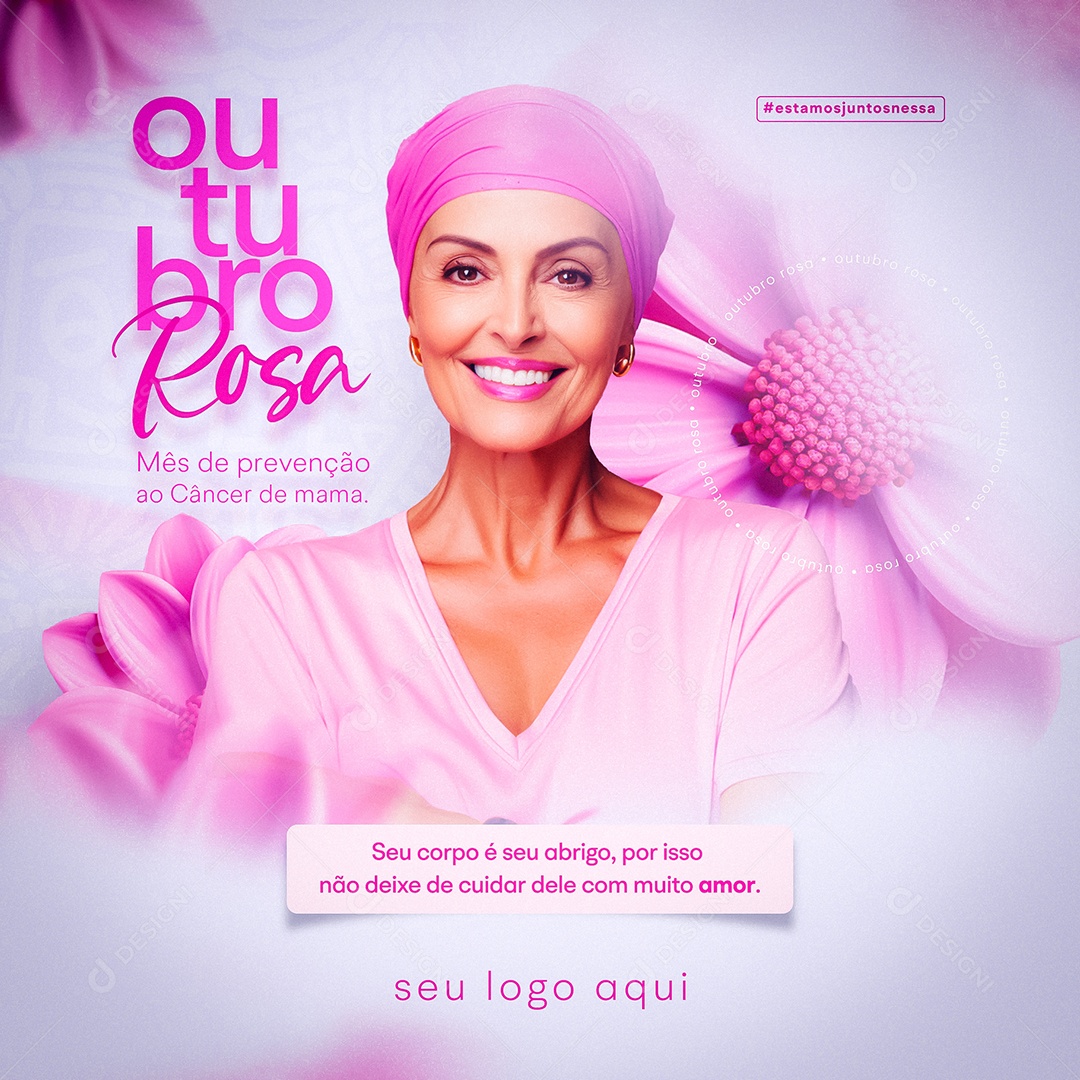 Social Media Outubro Rosa Seu Corpo é Seu Abrigo PSD Editável