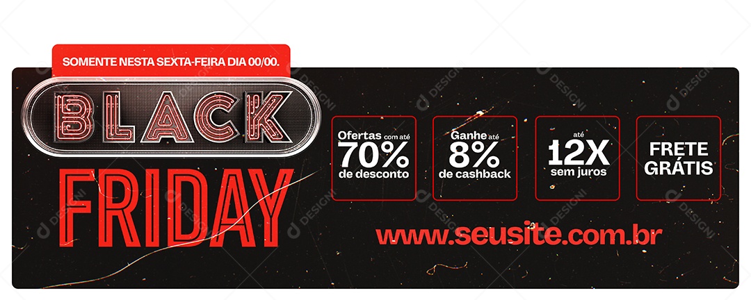 Banner Black Friday Somente nesta Sexta Feira Ofertas com Até 70% de Desconto Social Media PSD Editável