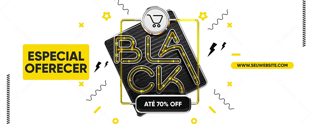 Banner Black Friday Especial Oferecer Até 70% Off Loja Social Media PSD Editável