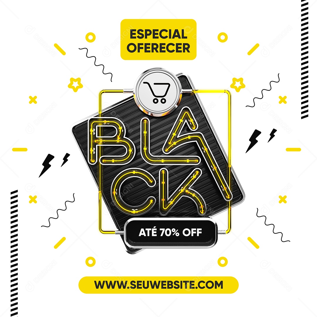 Black Friday Especial Oferecer Até 70% Off Loja Social Media PSD Editável