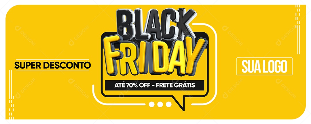Banner Super Desconto Black Friday Até 70% Off Frete Grátis Social Media PSD Editável