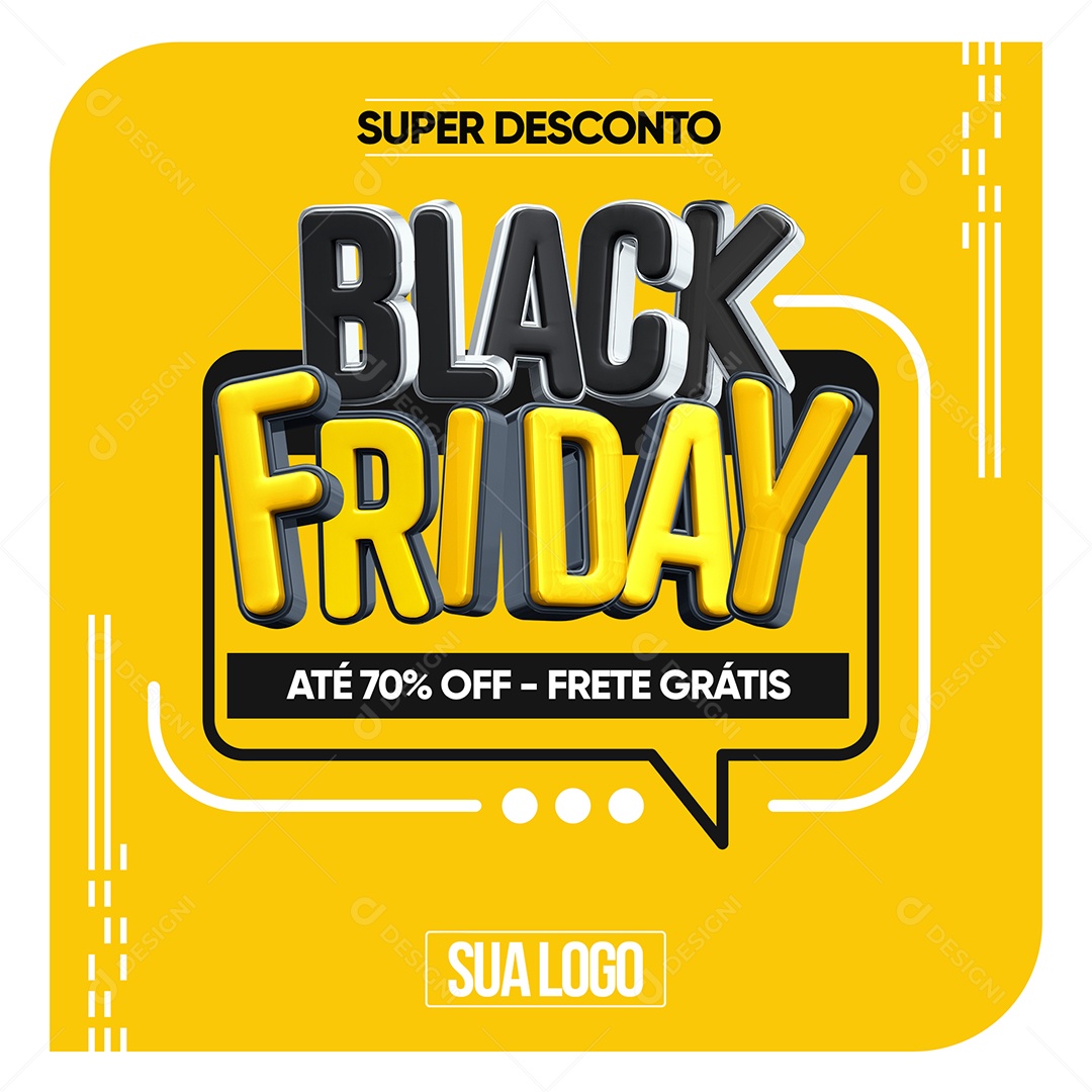 Super Desconto Black Friday Até 70% Off Frete Grátis Social Media PSD Editável