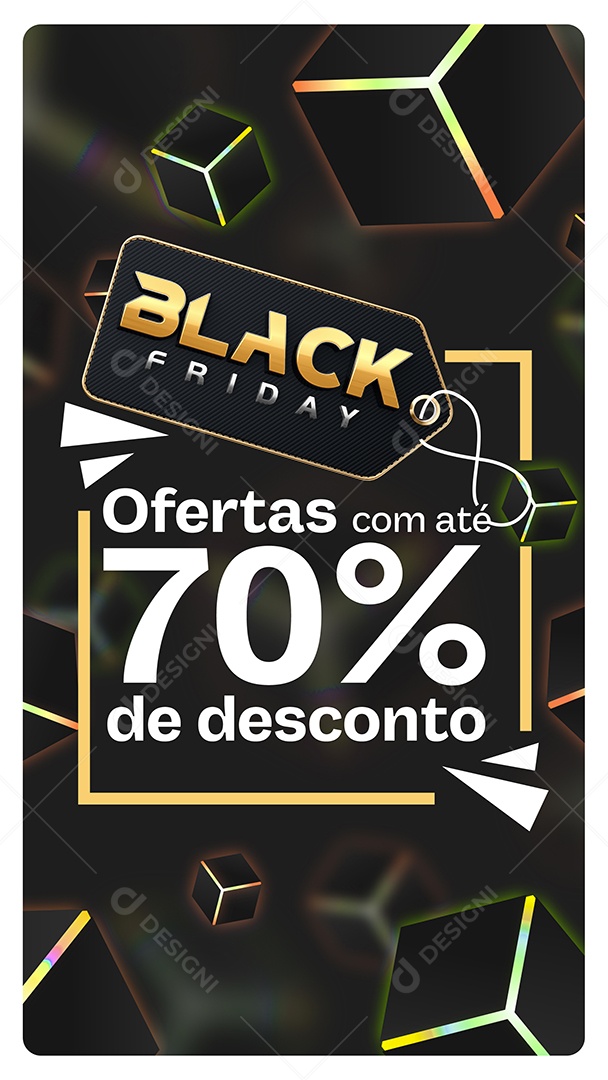 Story Black Friday Ofertas com Até 70% de Desconto Loja Social Media PSD Editável