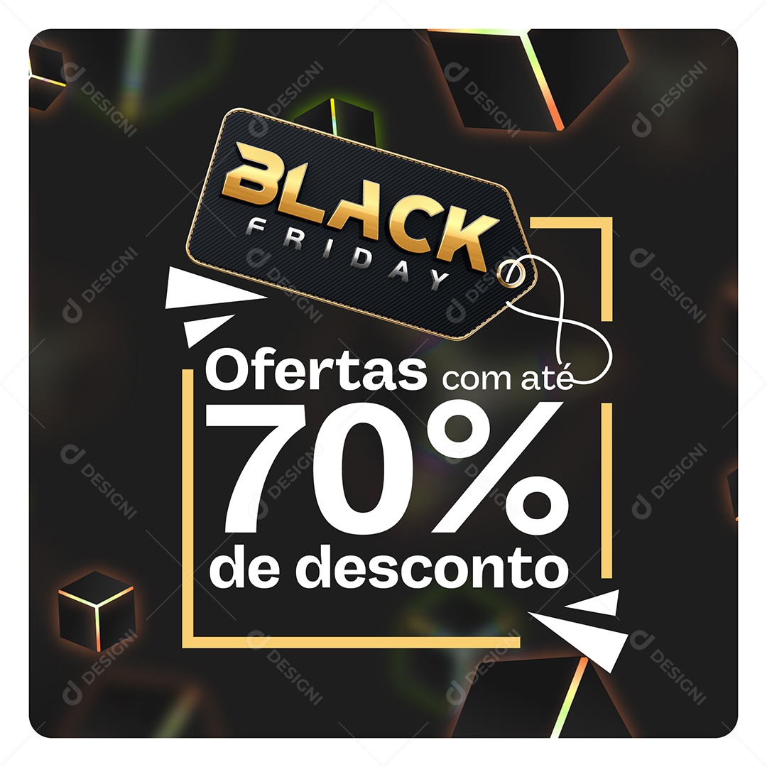 Black Friday Ofertas com Até 70% de Desconto Loja Social Media PSD Editável