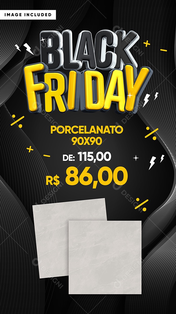 Story Black Friday Loja de Porcelanato Descontos Materiais De Construção Social Media PSD Editável