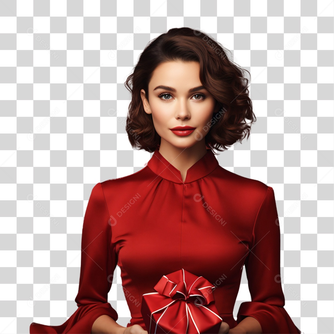 Mulher Vestida Para o Natal PNG Transparente