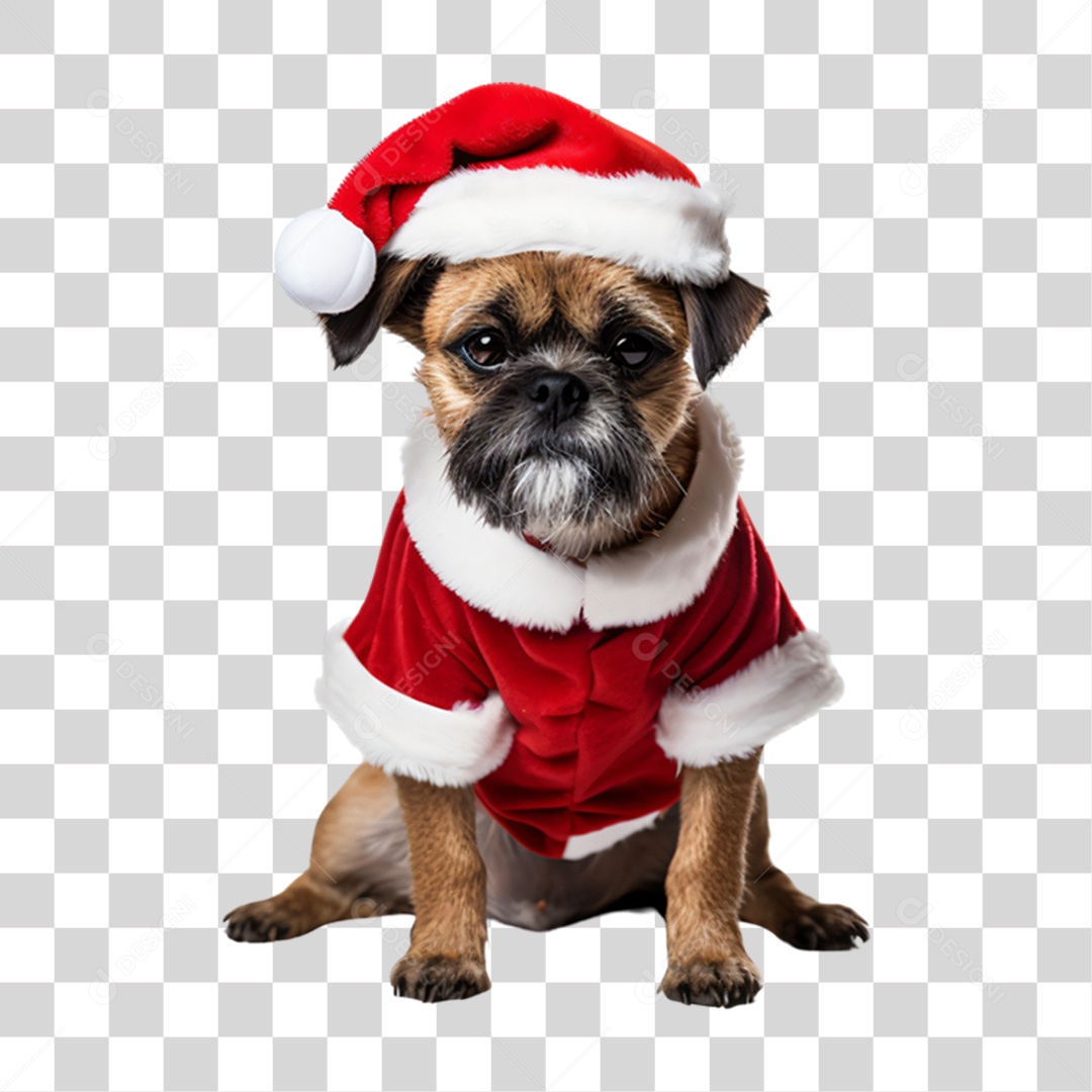 Cachorro com Fantasia de Papai Noel PNG Transparente