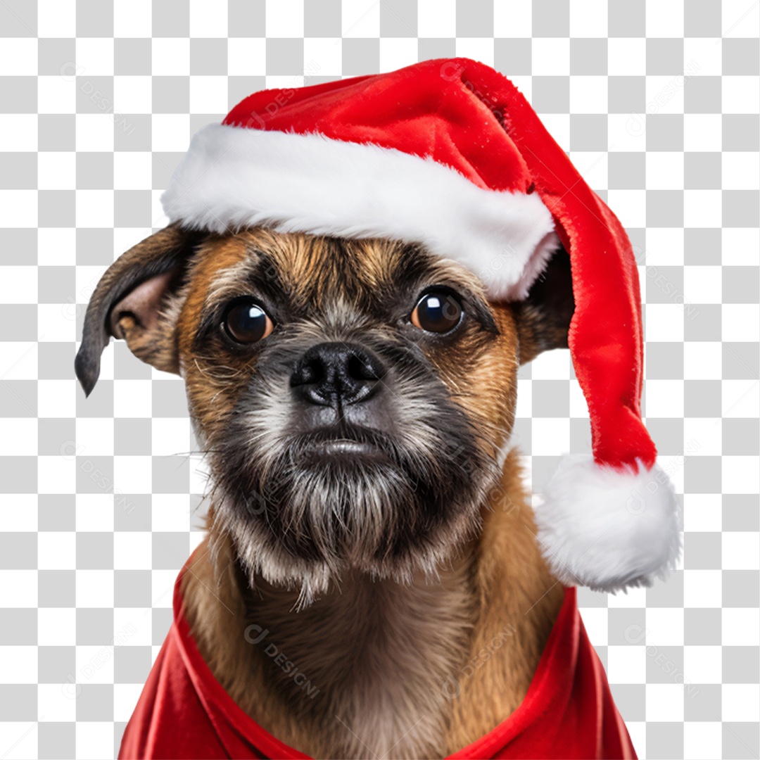 Cachorro com Fantasia de Papai Noel PNG Transparente