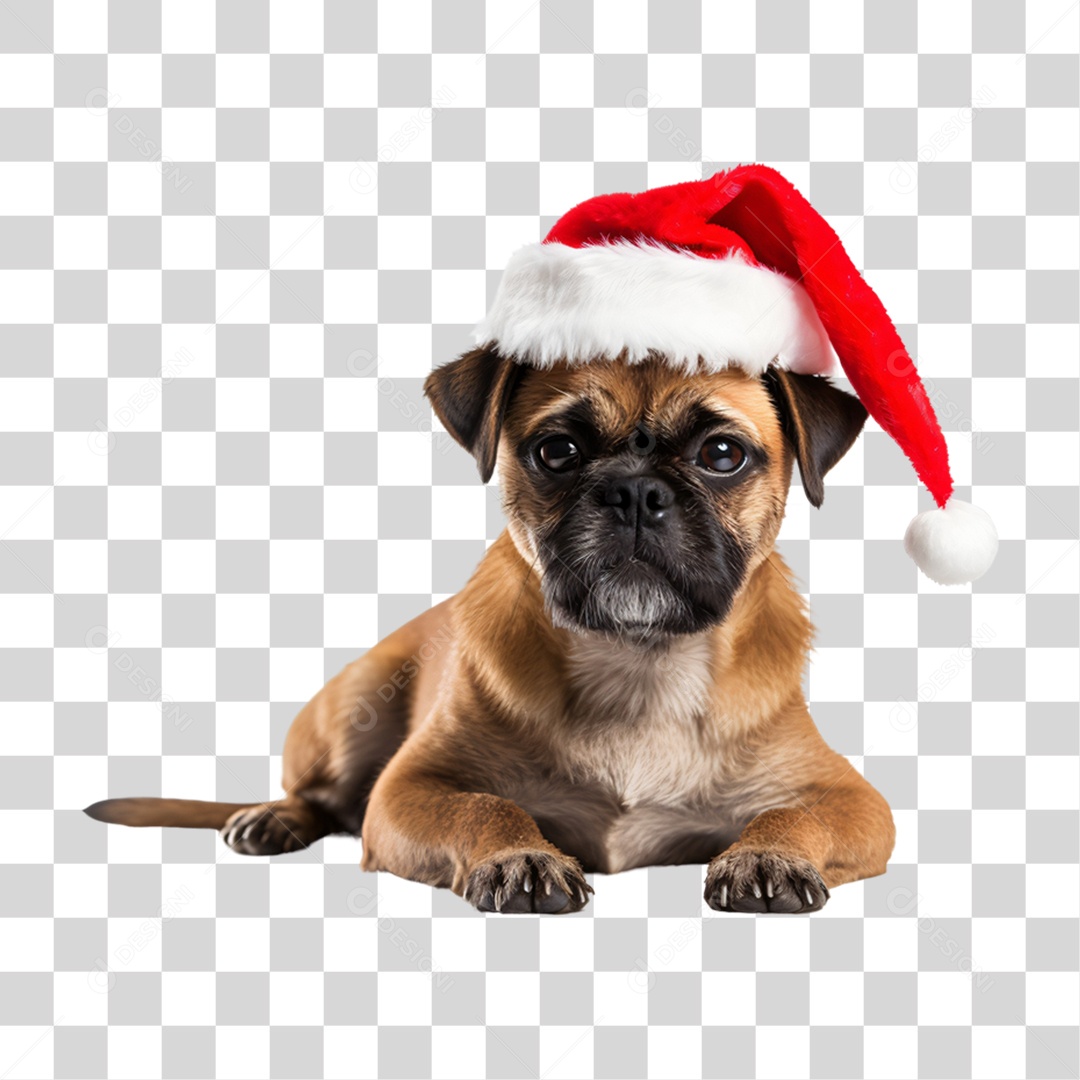 Cachorro com Fantasia de Papai Noel PNG Transparente