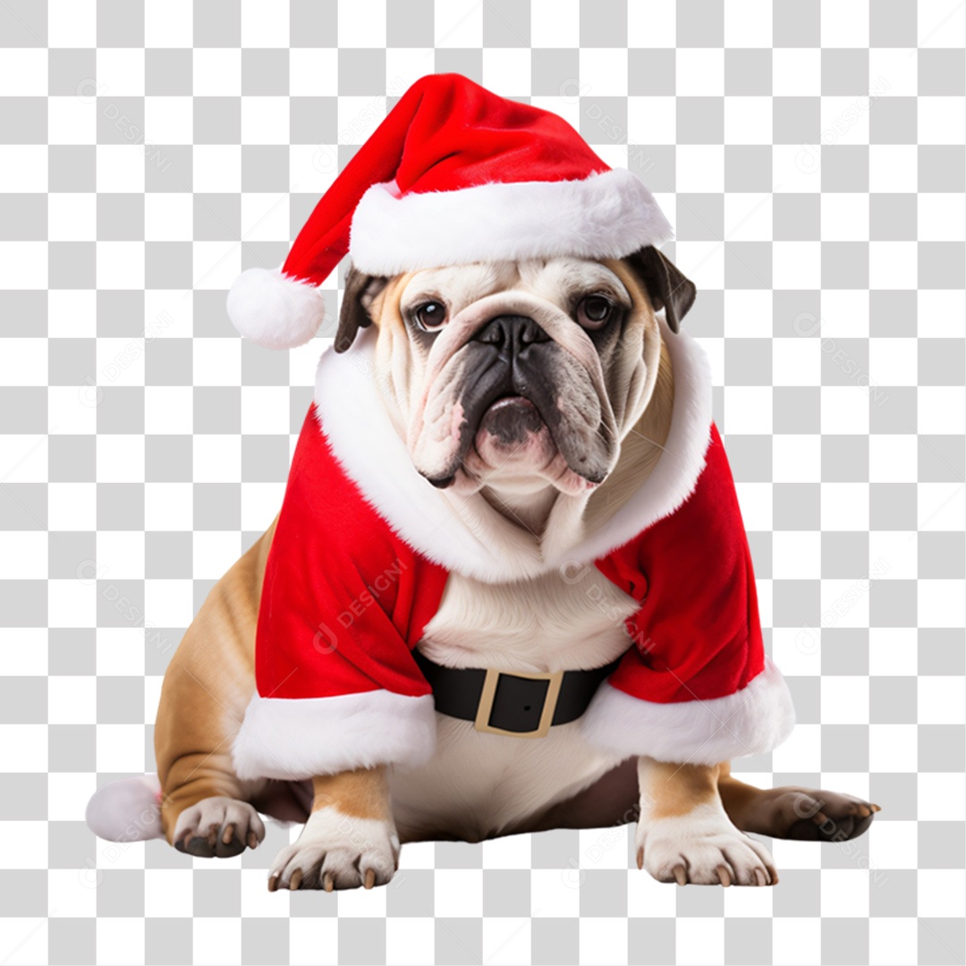 Cachorro com Fantasia de Papai Noel PNG Transparente