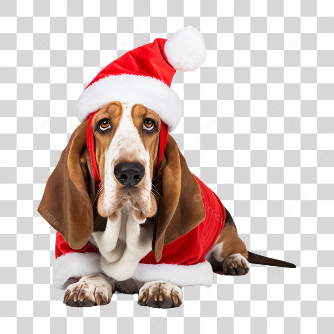 Cachorro com Fantasia de Papai Noel PNG Transparente