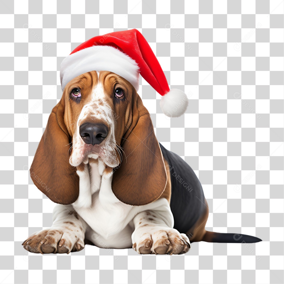 Cachorro com Fantasia de Papai Noel PNG Transparente