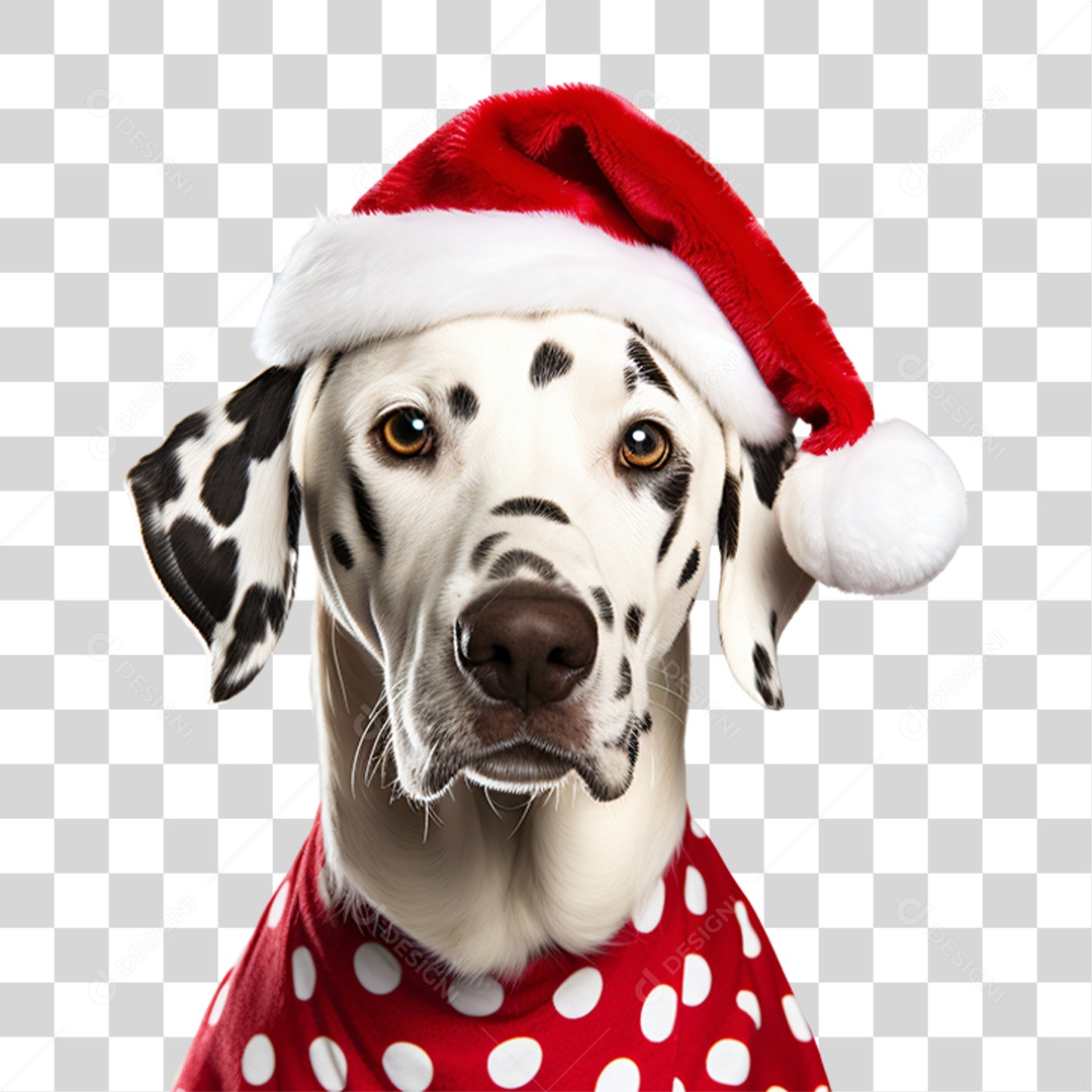 Cachorro com Fantasia de Papai Noel PNG Transparente