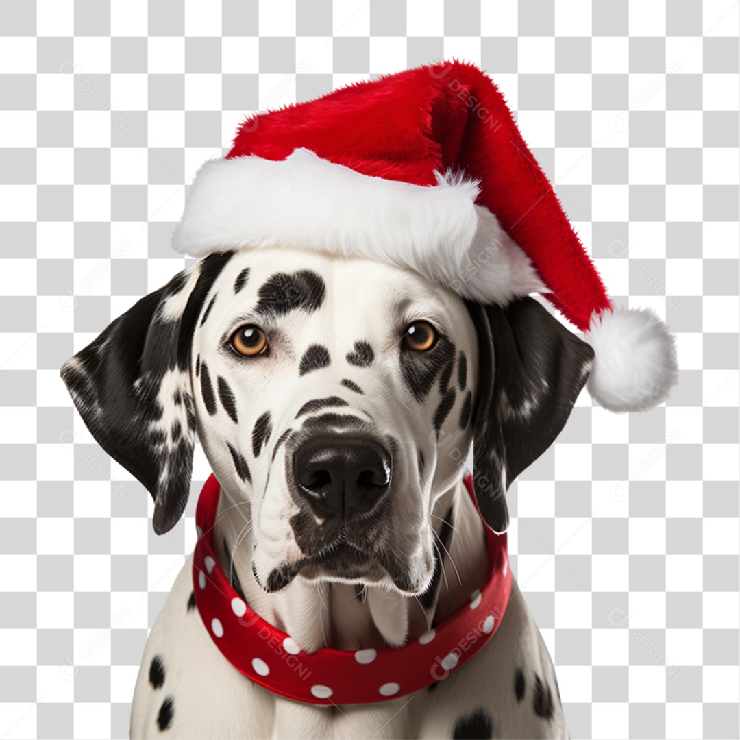 Cachorro com Fantasia de Papai Noel PNG Transparente