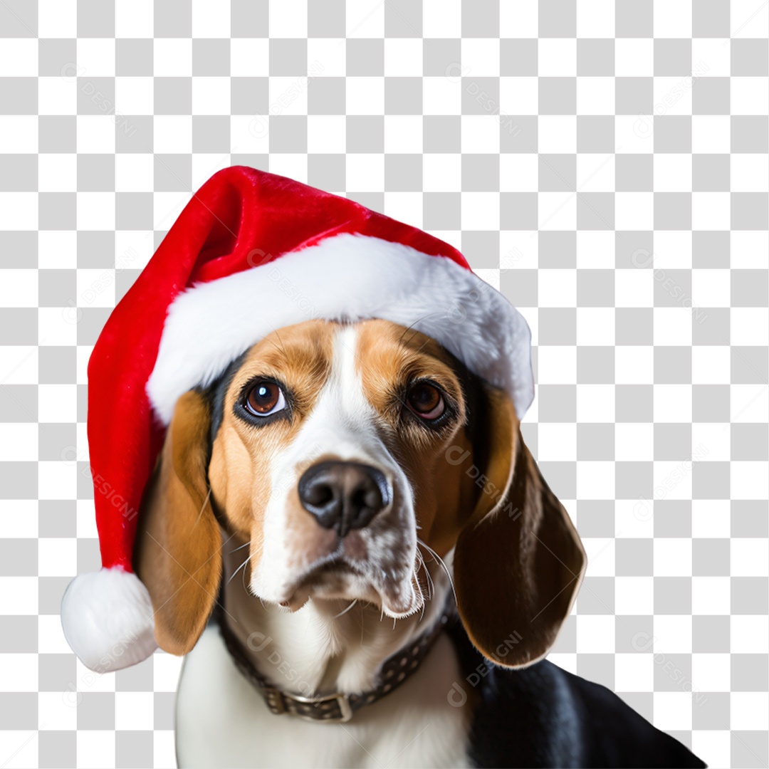 Cachorro com Fantasia de Papai Noel PNG Transparente