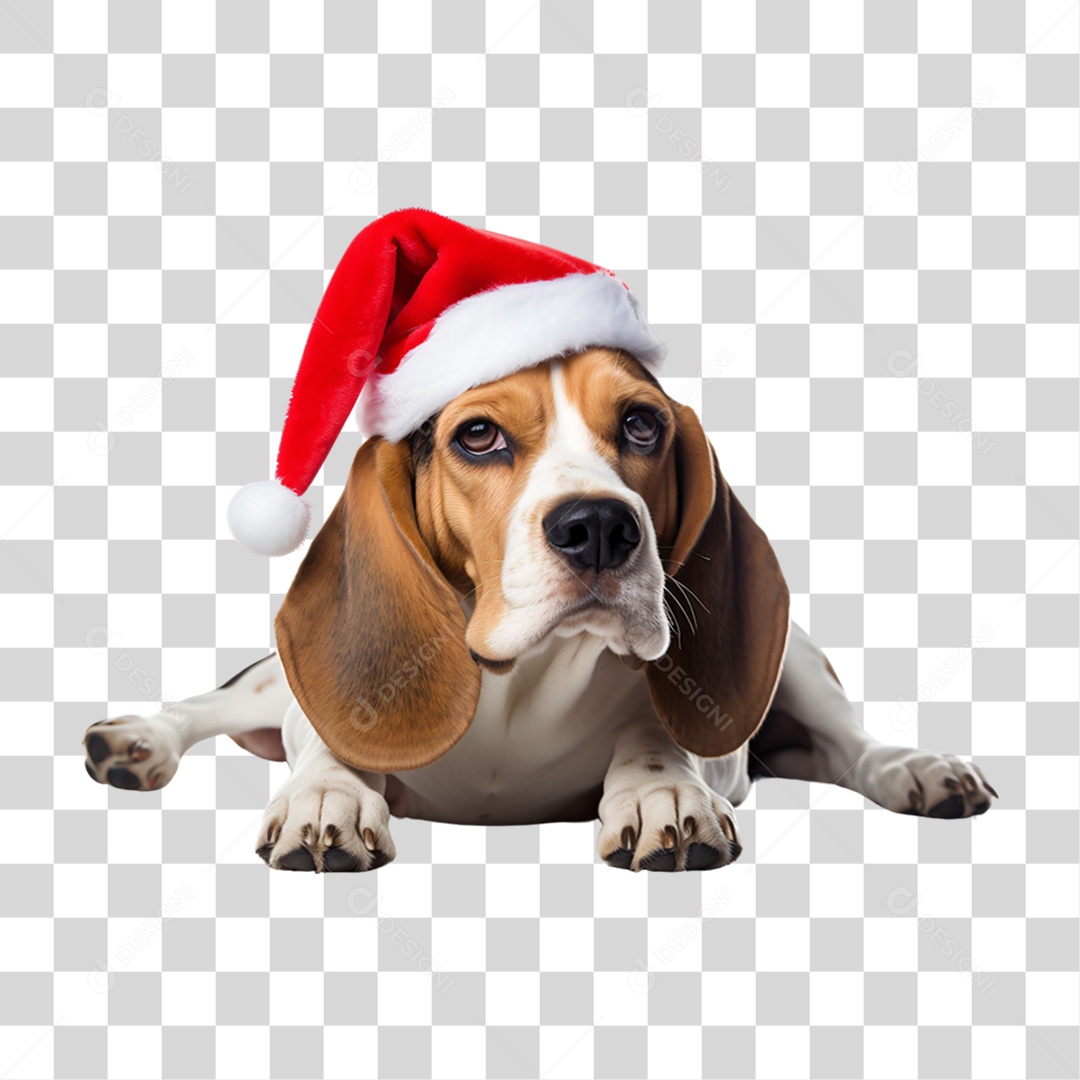 Cachorro com Fantasia de Papai Noel PNG Transparente