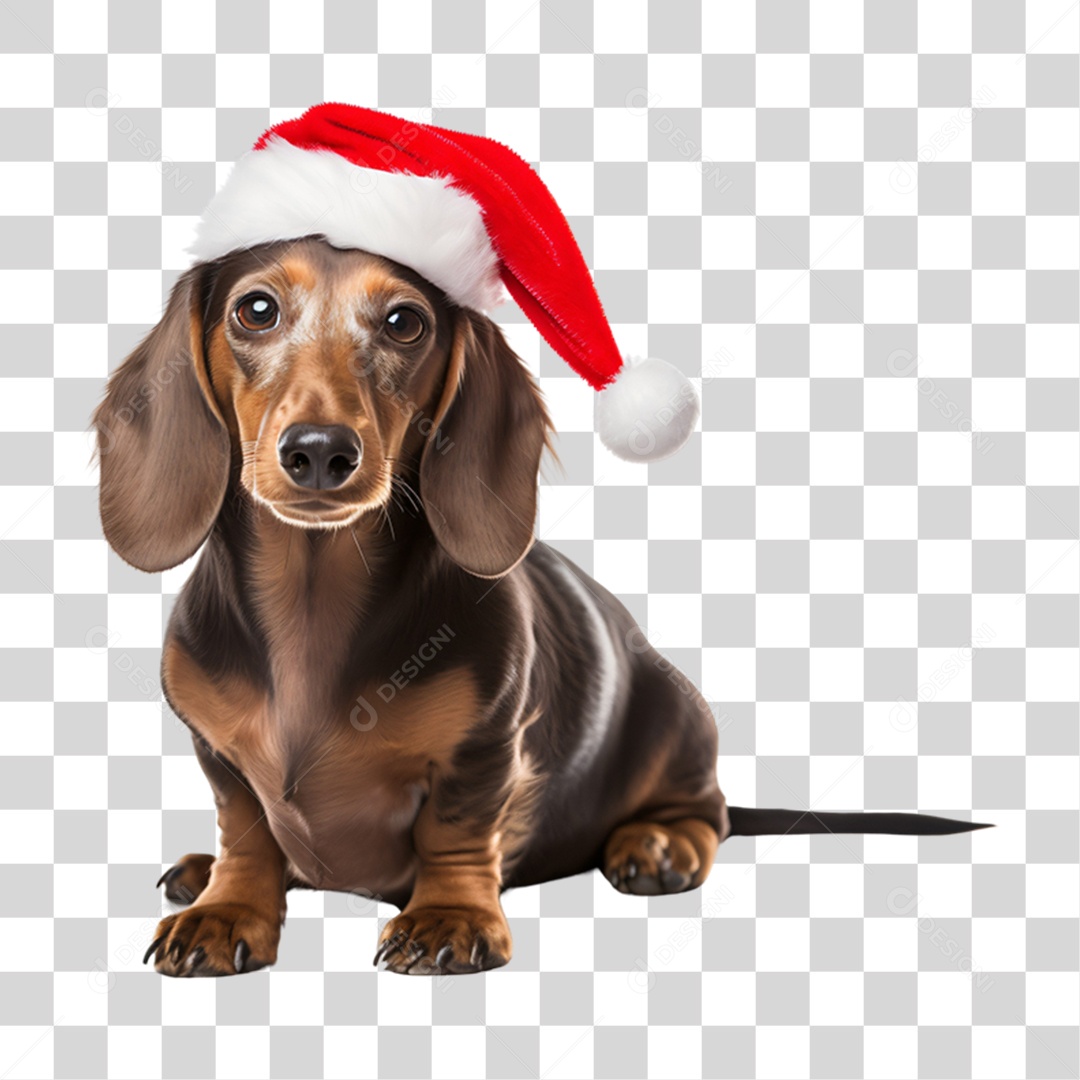 Cachorro com Fantasia de Papai Noel PNG Transparente