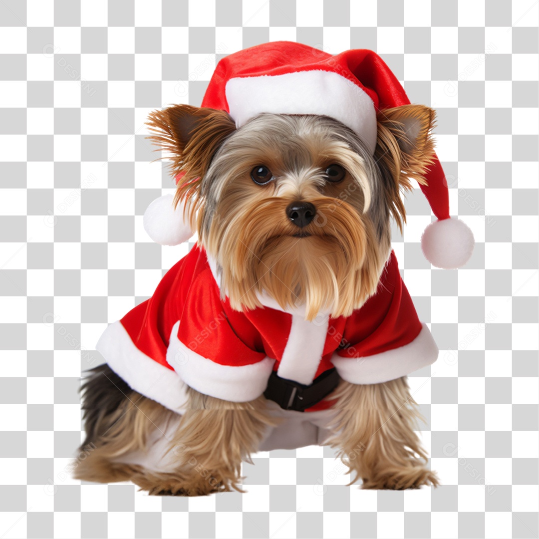 Cachorro com Fantasia de Papai Noel PNG Transparente