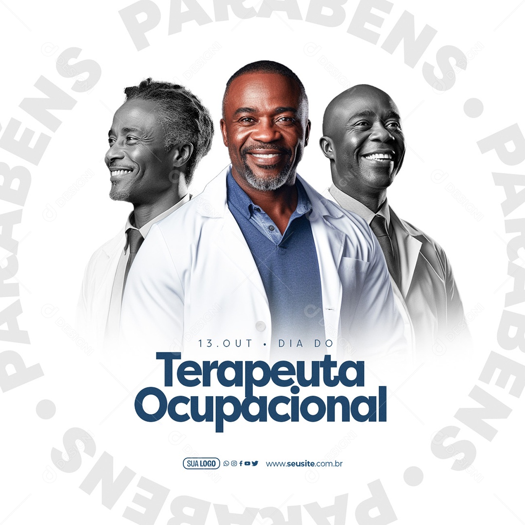 Social Mídia Dia do Terapeuta Ocupacional 13 de Outubro Parabéns  PSD Editável
