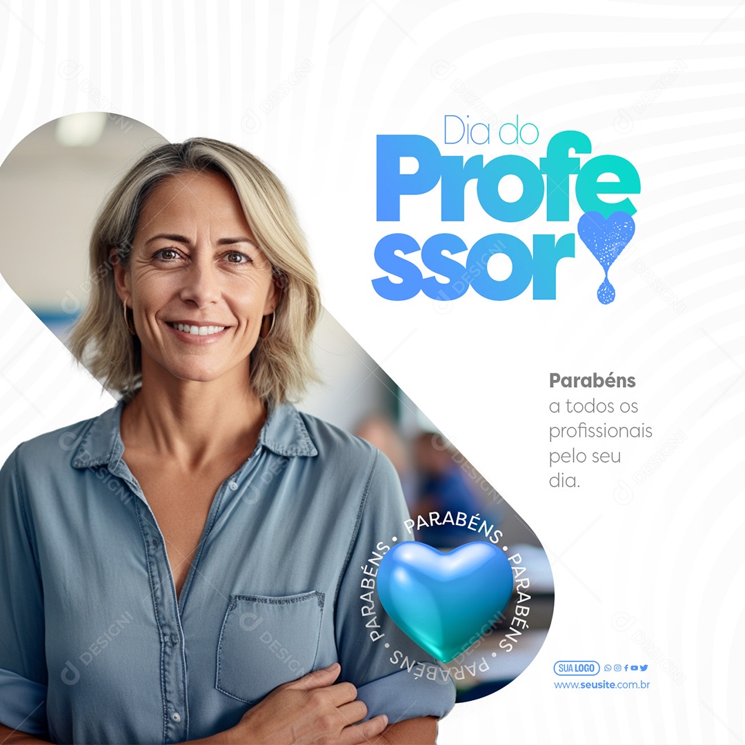 Teacher's Day October 15th Congratulations to all Social Media Professionals Editable PSD