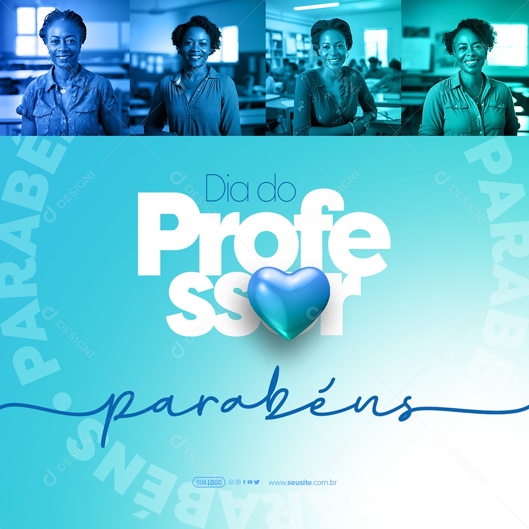 Dia Do Professor 15 de Outubro Parabéns Social Media PSD Editável