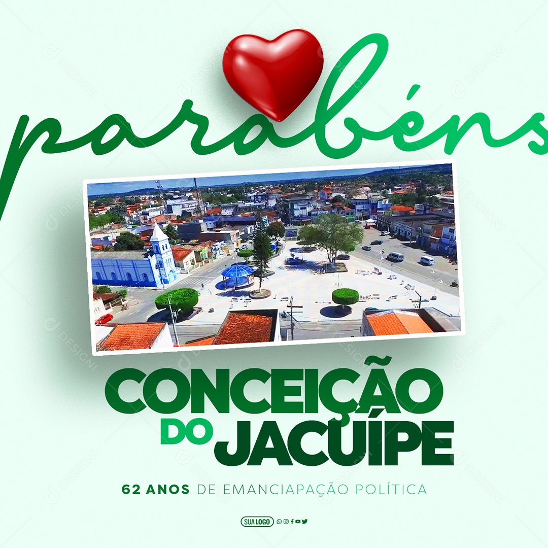 Aniversário de Conceição do Jacuípe 62 Anos Parabéns Social Media PSD Editável