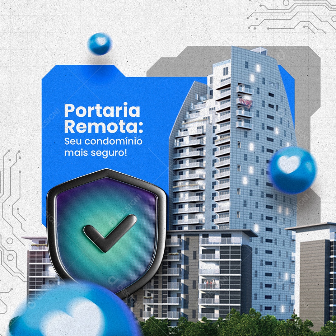 Segurança Eletrônica Portaria Remota seu Condomínio Mais Seguro Social Media PSD Editável