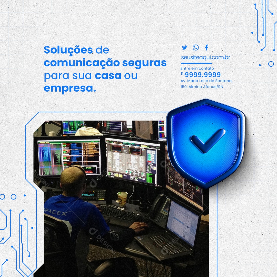 Segurança Eletrônica Soluções de Comunicação Seguras para sua Casa ou Empresa Social Media PSD Editável